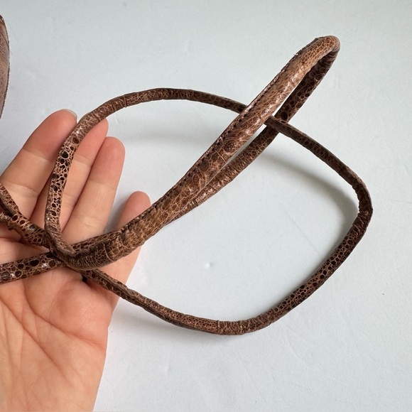 Vintage Frog Skin Purse Brown Leather Hard Sided Shoulder Bag Clutch Retro Mod - Picture 6 of 11